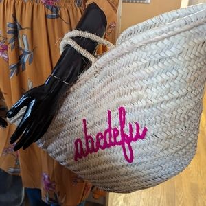 'abcdefu' straw tote